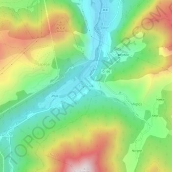 Mappa topografica Capoulet, altitudine, rilievo