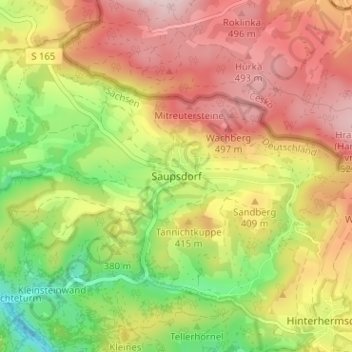 Mappa topografica Saupsdorf, altitudine, rilievo