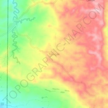 Mappa topografica Tinugas, altitudine, rilievo