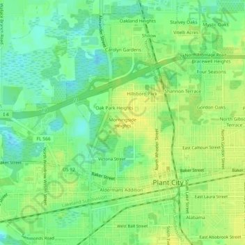 Mappa topografica Morningside Heights, altitudine, rilievo