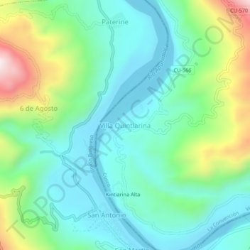 Mappa topografica Villa Quintiarina, altitudine, rilievo