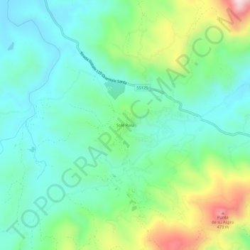 Mappa topografica Sole Ruiu, altitudine, rilievo
