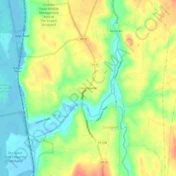 Mappa topografica Columbiaville, altitudine, rilievo