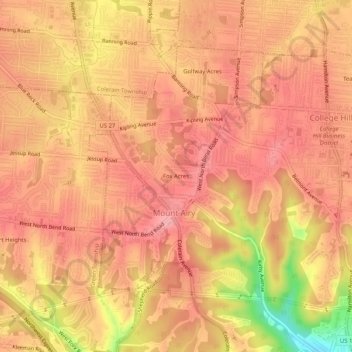 Mappa topografica Fox Acres, altitudine, rilievo