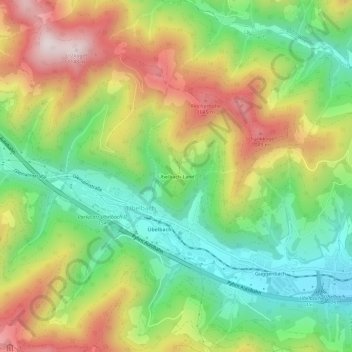 Mappa topografica Übelbach-Land, altitudine, rilievo