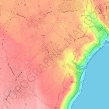Mappa topografica Marittima, altitudine, rilievo