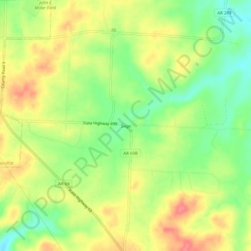 Mappa topografica Sage, altitudine, rilievo