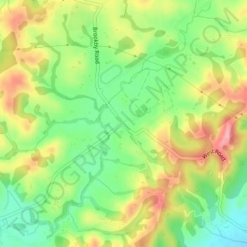 Mappa topografica Brookby, altitudine, rilievo