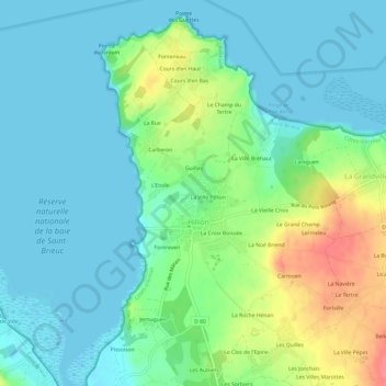 Mappa topografica Le Crapont, altitudine, rilievo