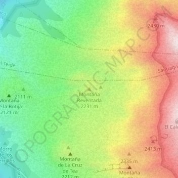 Mappa topografica Montaña Reventada, altitudine, rilievo