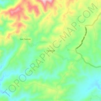 Mappa topografica Zacango, altitudine, rilievo