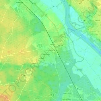 Mappa topografica Lataste Sud, altitudine, rilievo