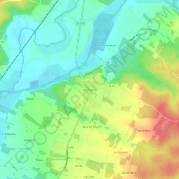 Mappa topografica Les Faures, altitudine, rilievo