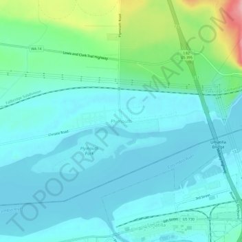 Mappa topografica Plymouth, altitudine, rilievo
