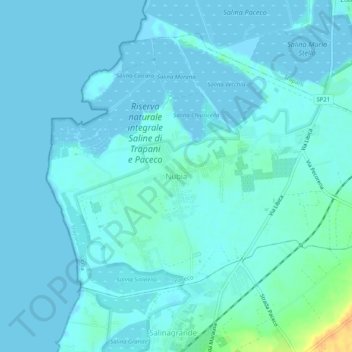 Mappa topografica Nubia, altitudine, rilievo