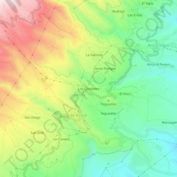 Mappa topografica Los Gavilanes, altitudine, rilievo