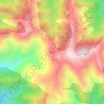 Mappa topografica Sabual, altitudine, rilievo