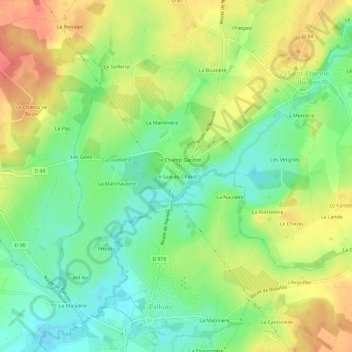 Mappa topografica Le Gué au Chaud, altitudine, rilievo