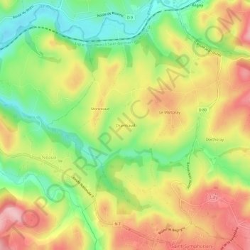 Mappa topografica Chambaud, altitudine, rilievo