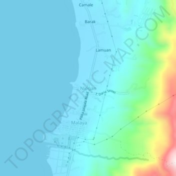 Mappa topografica Niogan, altitudine, rilievo