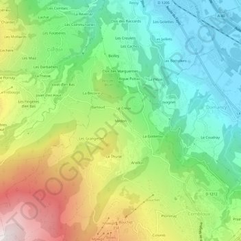 Mappa topografica Médon, altitudine, rilievo