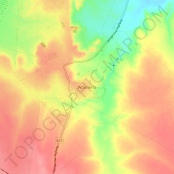 Mappa topografica Woomera, altitudine, rilievo