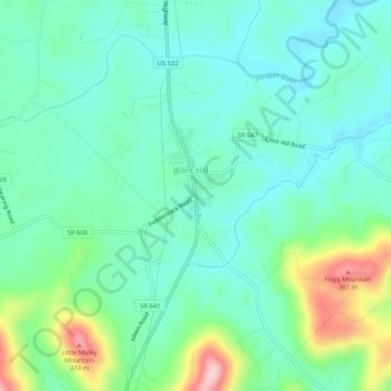 Mappa topografica Flint Hill, altitudine, rilievo