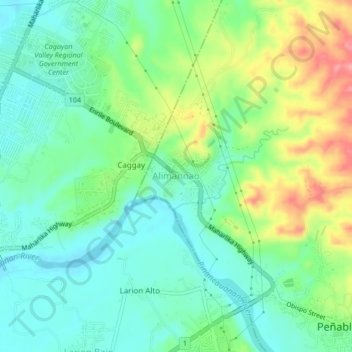 Mappa topografica Alimannao, altitudine, rilievo