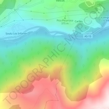Mappa topografica El Cogollo, altitudine, rilievo
