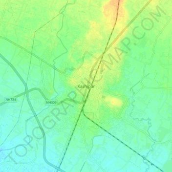 Mappa topografica Kashipur, altitudine, rilievo
