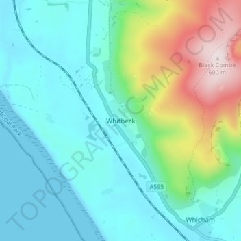 Mappa topografica Whitbeck, altitudine, rilievo