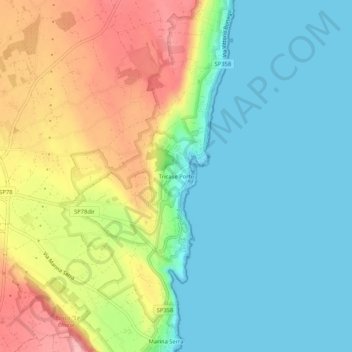 Mappa topografica Tricase Porto, altitudine, rilievo