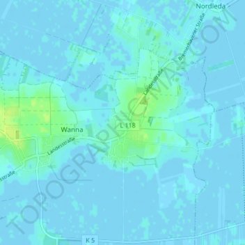 Mappa topografica Osterwanna, altitudine, rilievo