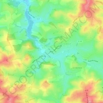 Mappa topografica Roue, altitudine, rilievo