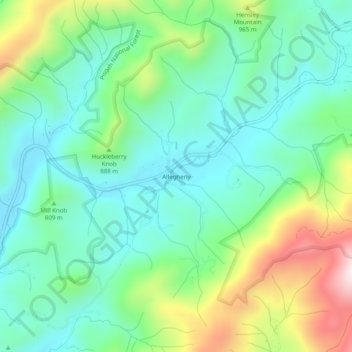 Mappa topografica Allegheny, altitudine, rilievo