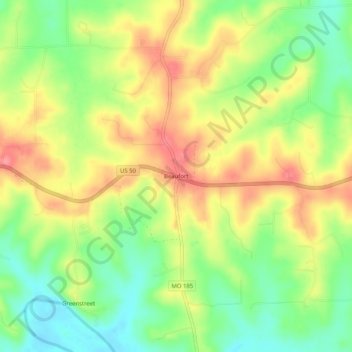 Mappa topografica Beaufort, altitudine, rilievo