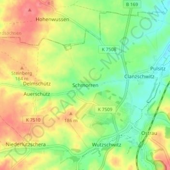 Mappa topografica Schmorren, altitudine, rilievo
