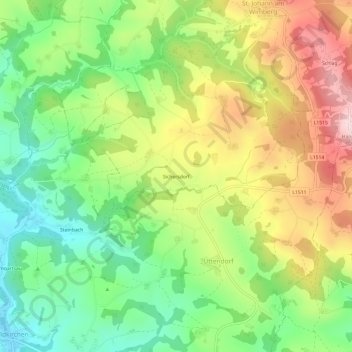 Mappa topografica Sichersdorf, altitudine, rilievo