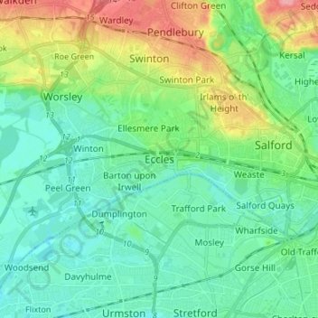 Mappa topografica Eccles, altitudine, rilievo