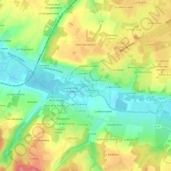 Mappa topografica Le Moulin d'Azay, altitudine, rilievo