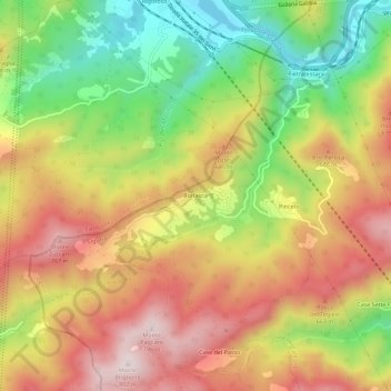 Mappa topografica Borlasca, altitudine, rilievo
