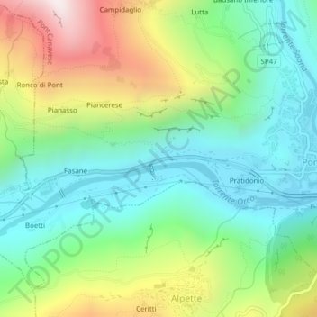 Mappa topografica Sarro, altitudine, rilievo