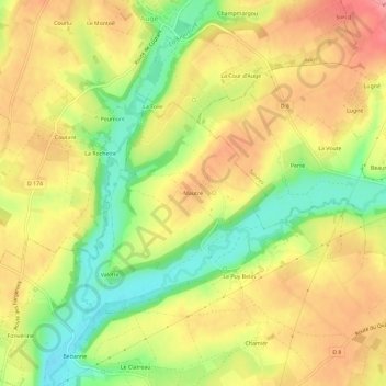 Mappa topografica Mautré, altitudine, rilievo