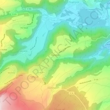 Mappa topografica Montaleix, altitudine, rilievo