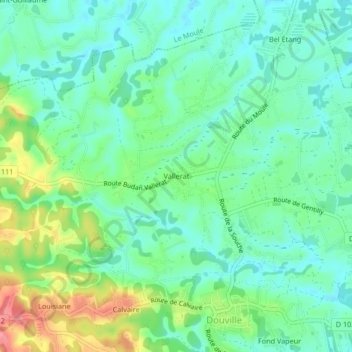 Mappa topografica Vallerat, altitudine, rilievo