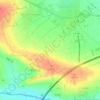 Mappa topografica Rohracker, altitudine, rilievo