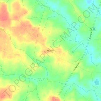 Mappa topografica Mudlick, altitudine, rilievo