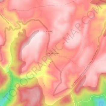 Mappa topografica Villar de Cobeta, altitudine, rilievo