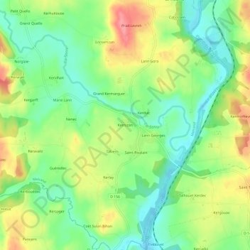 Mappa topografica Kernizan, altitudine, rilievo