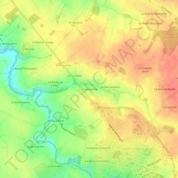 Mappa topografica La Lerandière, altitudine, rilievo